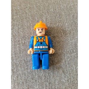 LEGO Construction Worker Blue Overalls Orange Shirt & Hat Mini Figure Minifig